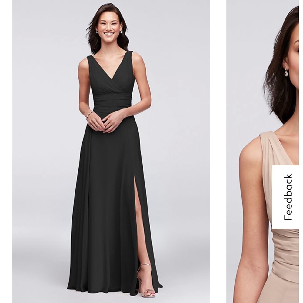 Black long tank chiffon David’s Bridal bridesmaid dress